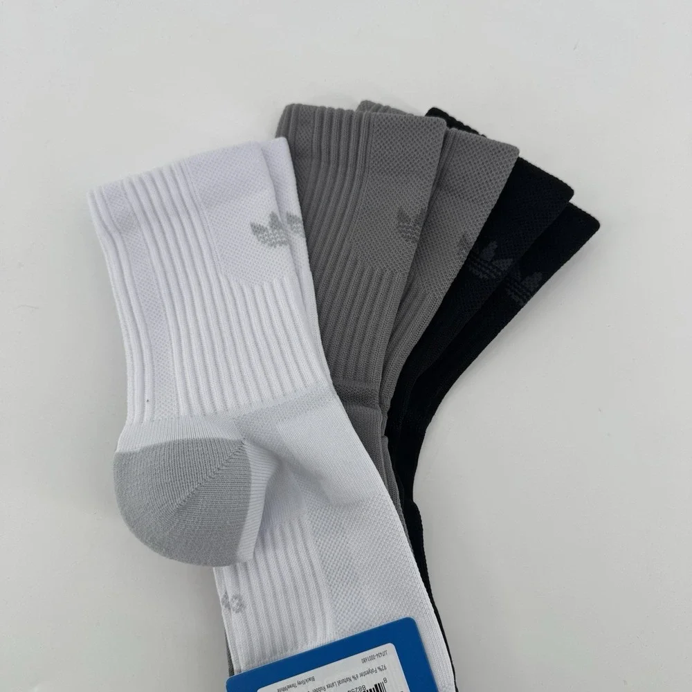ADIDAS Mens Socks High Quarter Moisture Wicking Everyday 3 Pair Shoe Size Large